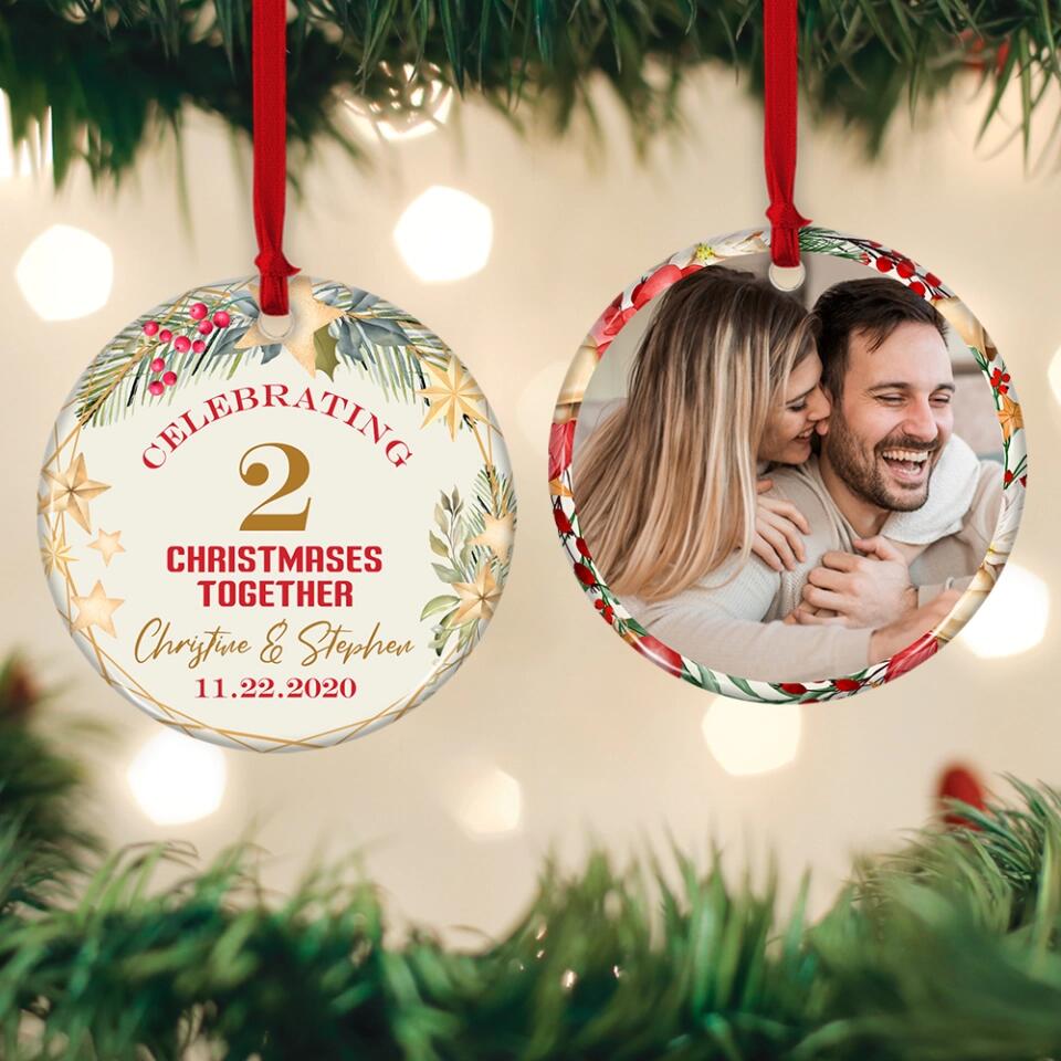 Celebrating Christmases Together - Best Personalized Ornament for Couple, Husband and wife - Decor Christmas Tree - Custom Number, Name and Photo Ornament - 210IHNBNOR778