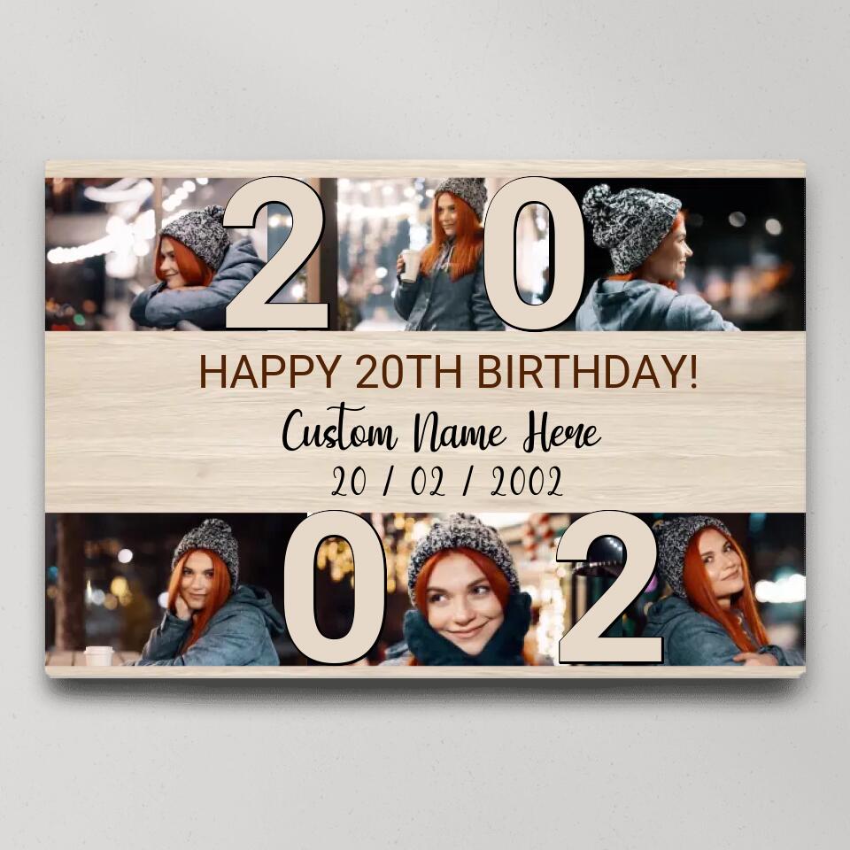 Happy 20th Birthday Custom Canvas Poster Birthday Gift For Daughter