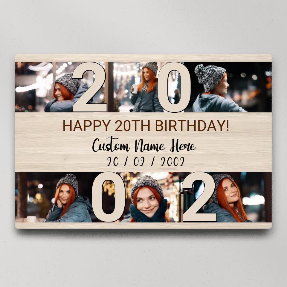 Happy 20th Birthday Custom Canvas Poster Birthday Gift For Daughter