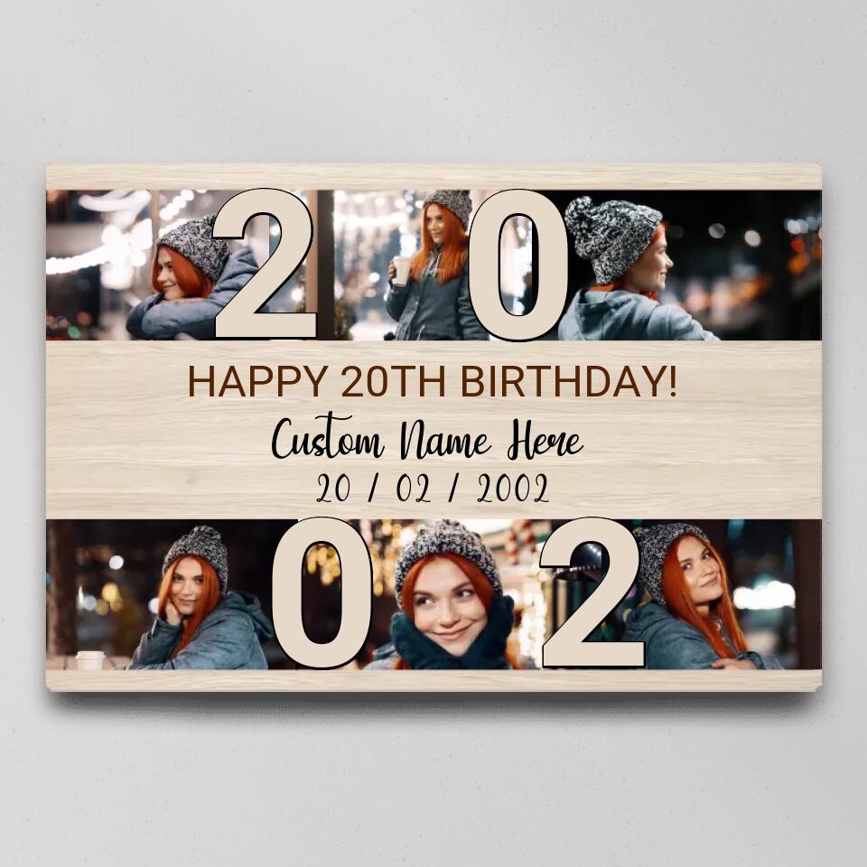 Happy 20th Birthday Custom Canvas Poster Birthday Gift For Daughter