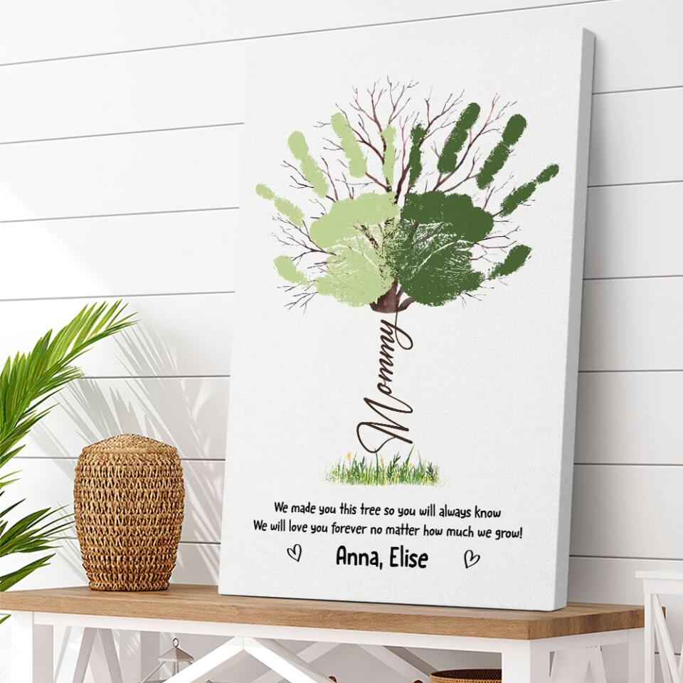 Handprint Keepsake We Made You This Tree Custom Canvas Poster Gift For Mom Granndma