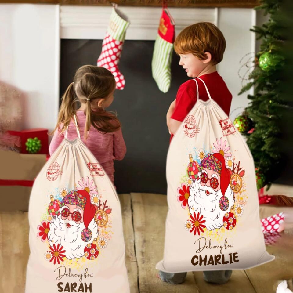Custom Santa Sack, Personalized Santa Sack Christmas Gift Bag - Christmas Gift Bag for Kids Santa Sack Gift - 210IHNLNCS782