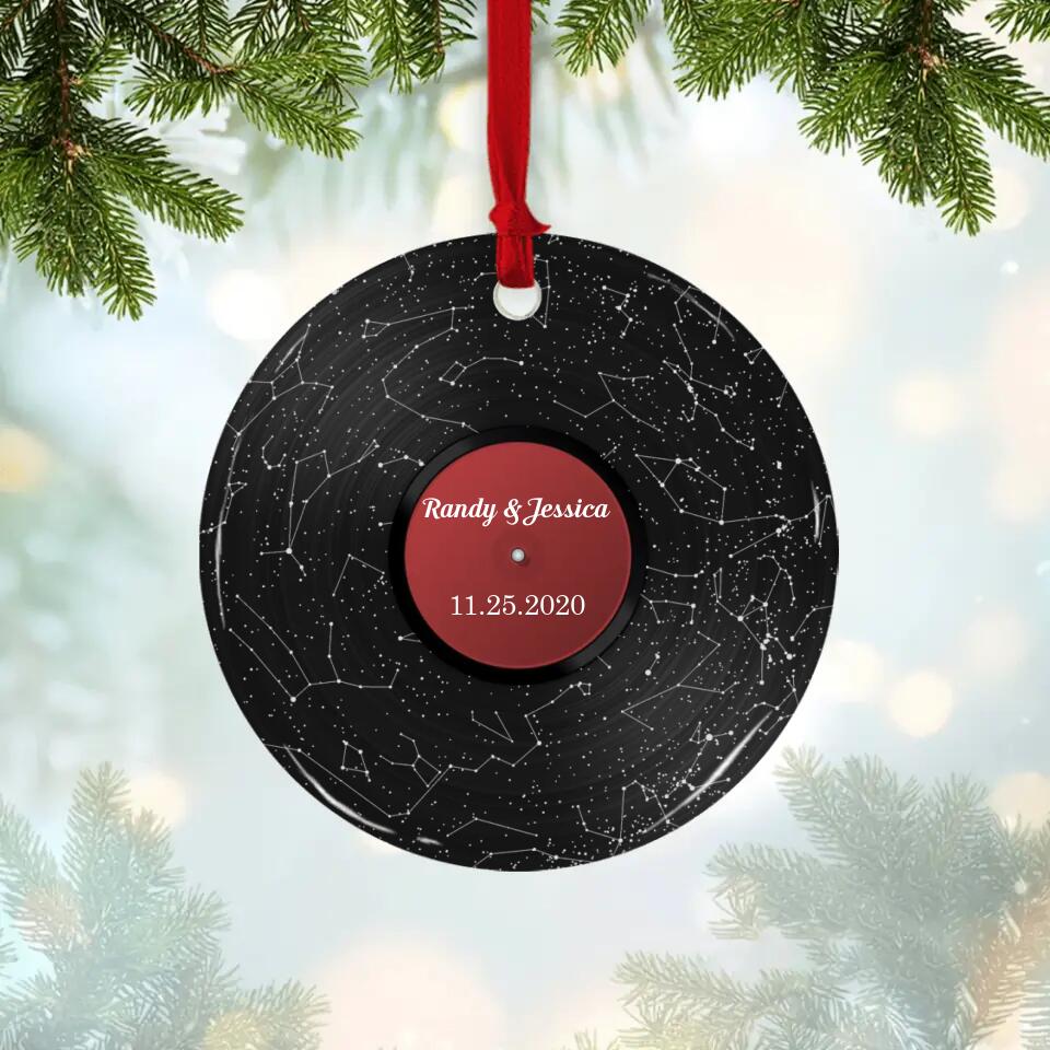 Personalized Valentine Gifts - Custom Star Map Christmas Circle Ornament 2 Sided