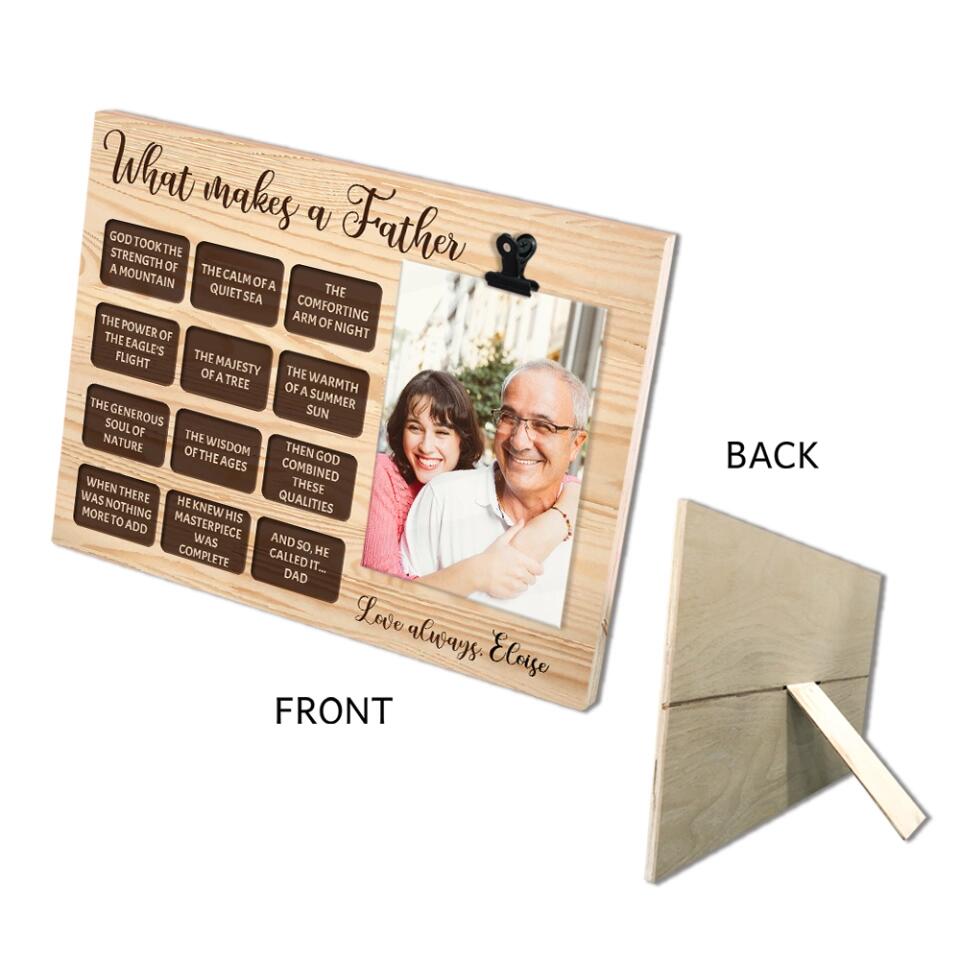 What Makes a Father - Chocolate Box with Text - God Took The Strength of a Mountain - Personalized Name - Custom Photo Clip Frame - Best Gift for Dad - Birthday Gift for Daddy - 211ICNBNPT154