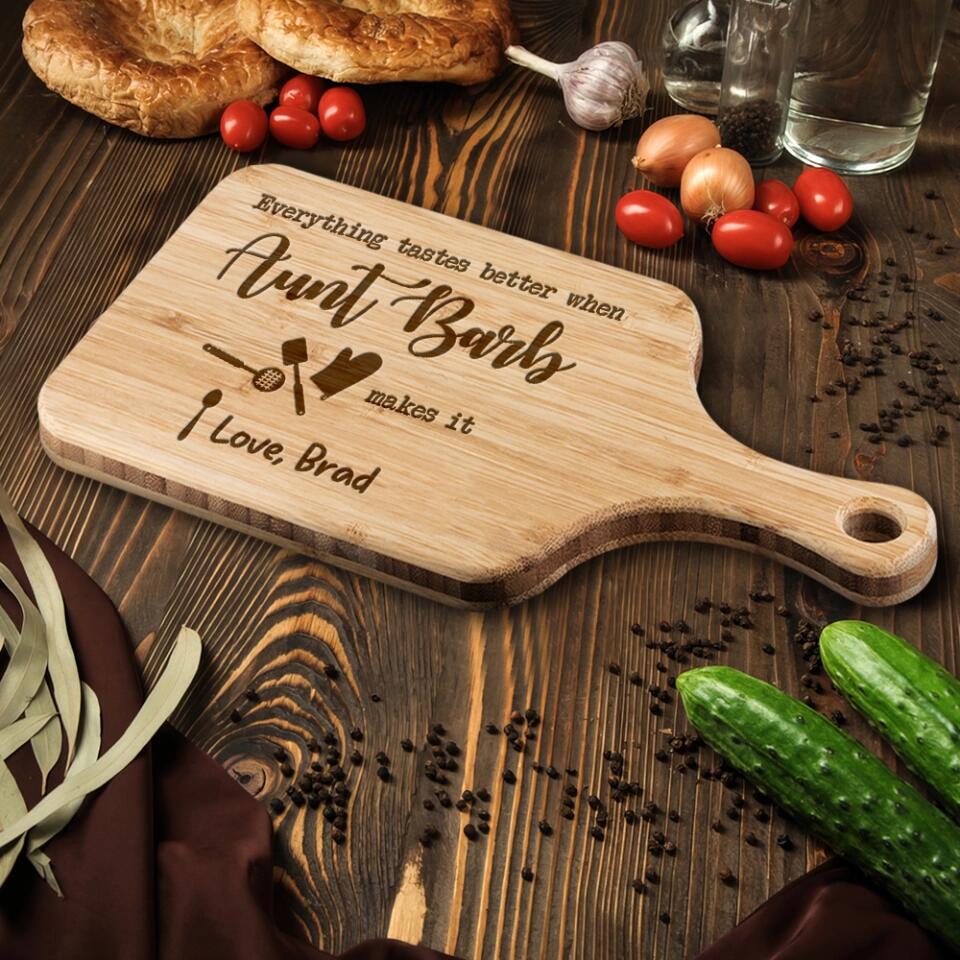 Everything Tastes Better Personalized Wooden Cutting Board
