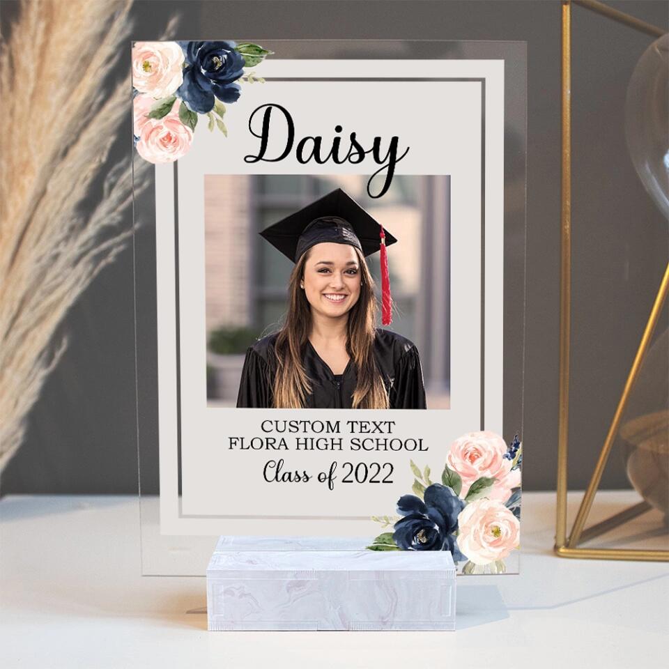 Class Of 2025 Photo Graduation Acrylic Plaque With Wood Stand - Custom Photo And Text - Best Graduation Gifts | 211IHPNPAP513