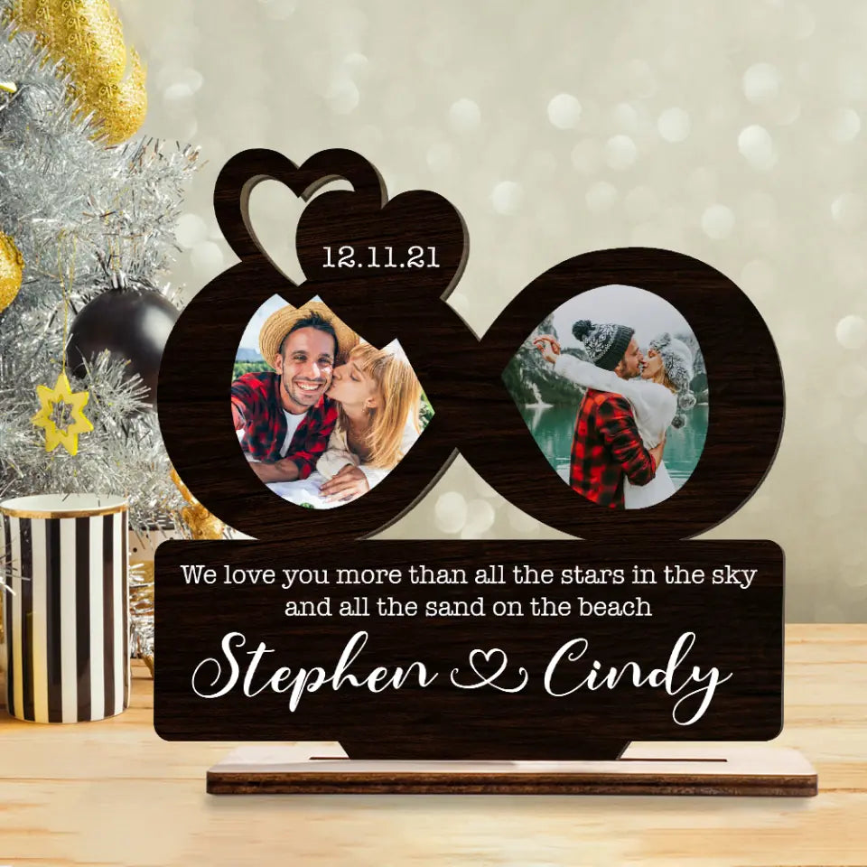 We Love You More Than Stars In The Sky - Personalized Wooden Plaque - Gift for Couples