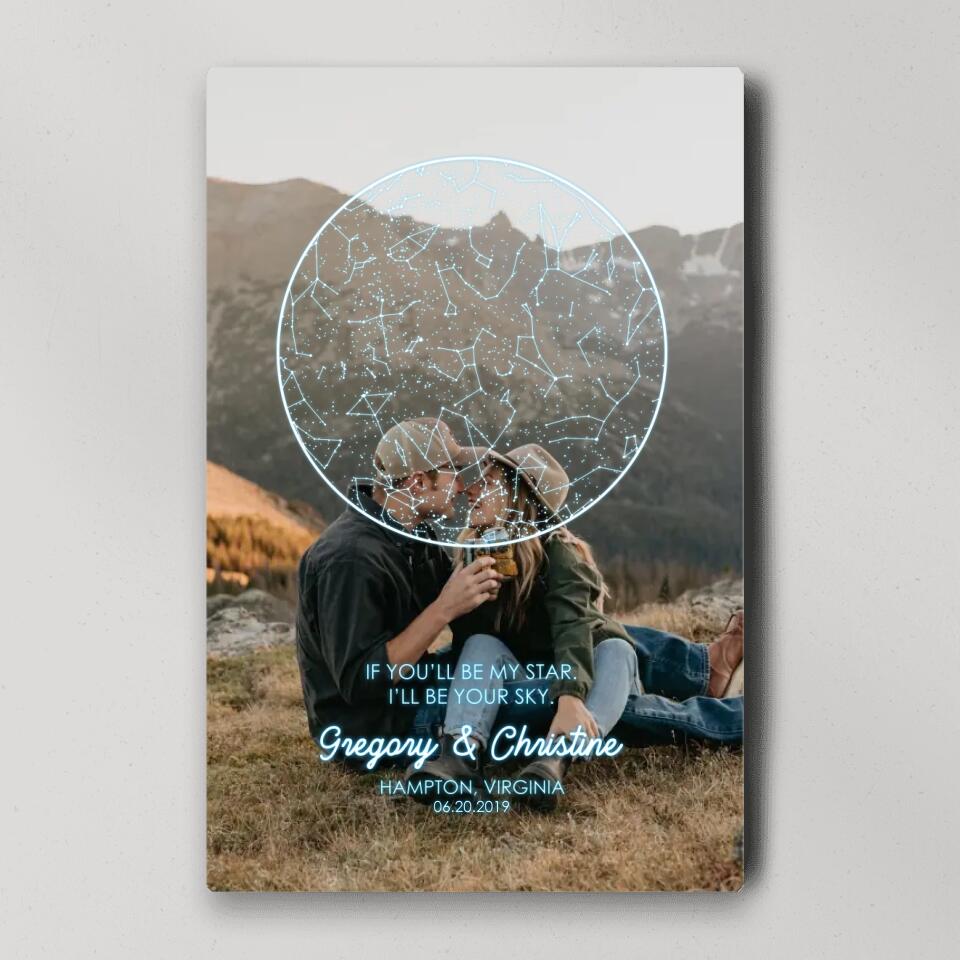 If You'll Be My Star I'll Be Your Sky Custom Star Map Canvas Poster Anniversary Gift For Couples