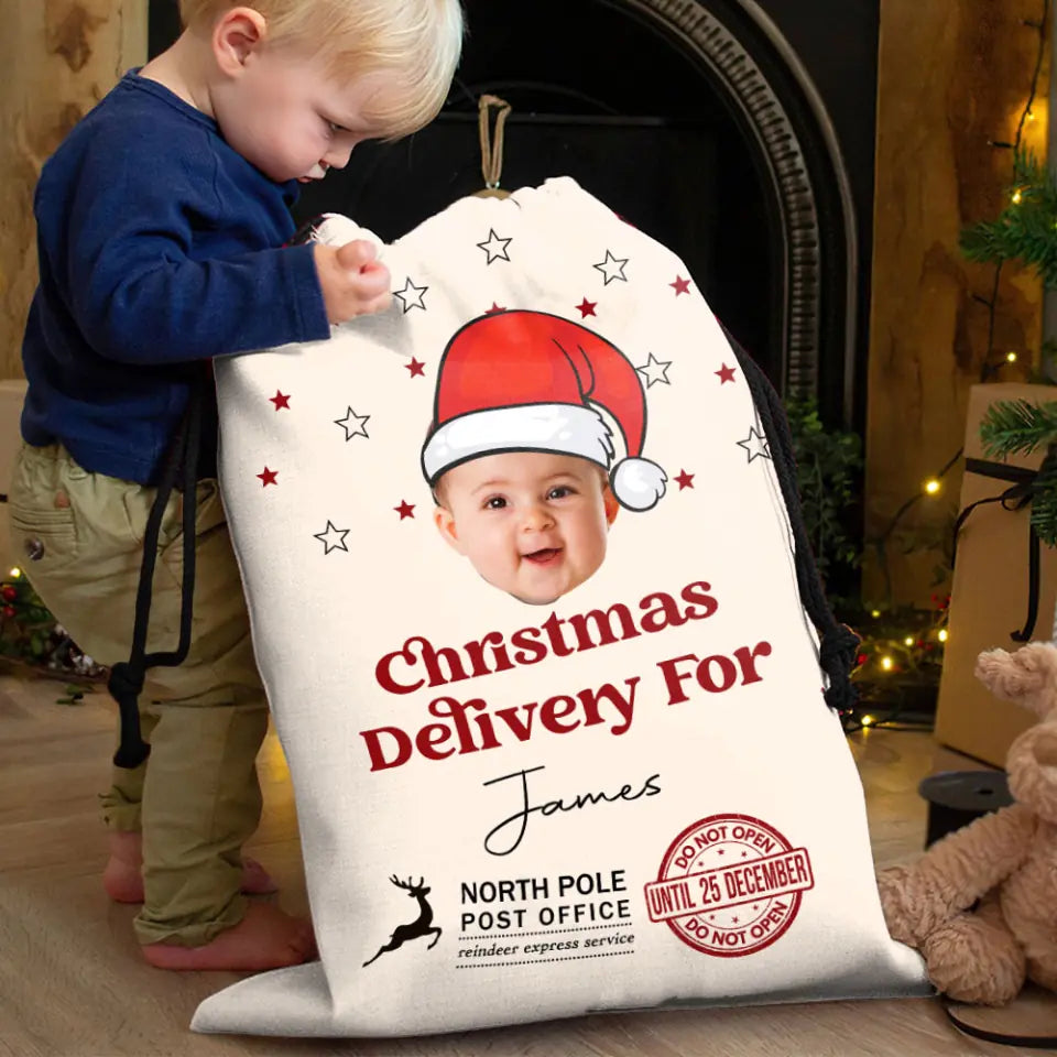 Delivery Face Photo Family Christmas - Personalized Bag Sack