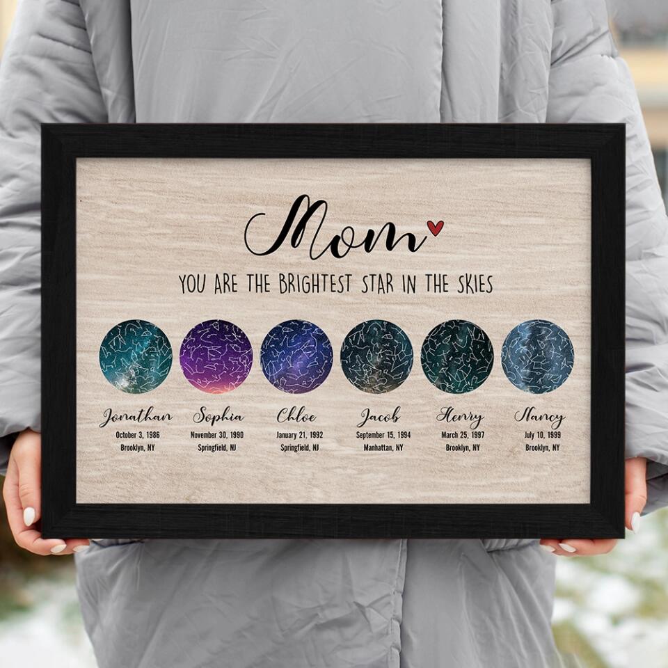 Constellation Night Sky Chart Custom Star Map Canvas Poster Birthday Gift For Mom