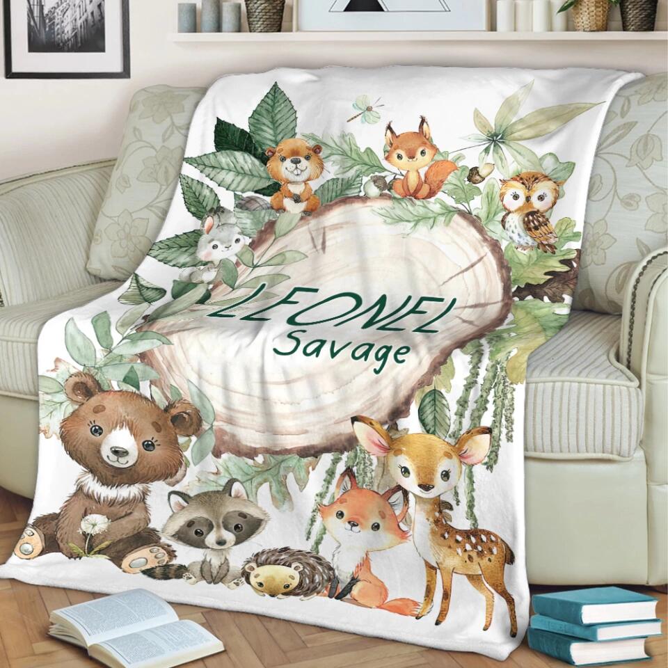 Lovely Floral Style - Cute Animal Theme - Personalized Baby Name - Custom Nickname - Blanket - Best Gift for 3 Months 7 Month Baby Kid Toddler - 211ICNLNBL159