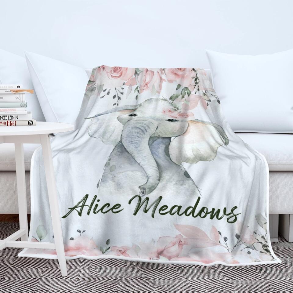 Lovely Floral Style - Cute Animal Theme - Personalized Baby Name - Custom Nickname - Blanket - Best Gift for 3 Months 7 Month Baby Kid Toddler - 211ICNLNBL159