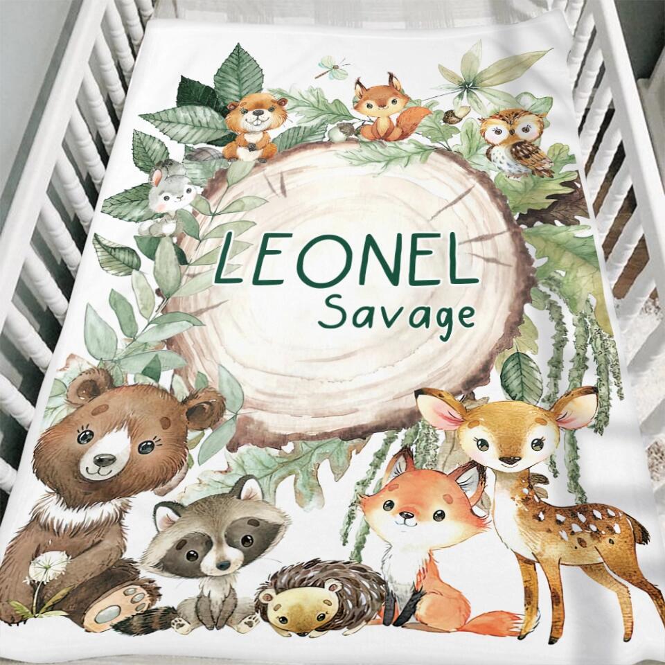 Lovely Floral Style - Cute Animal Theme - Personalized Baby Name - Custom Nickname - Blanket - Best Gift for 3 Months 7 Month Baby Kid Toddler - 211ICNLNBL159