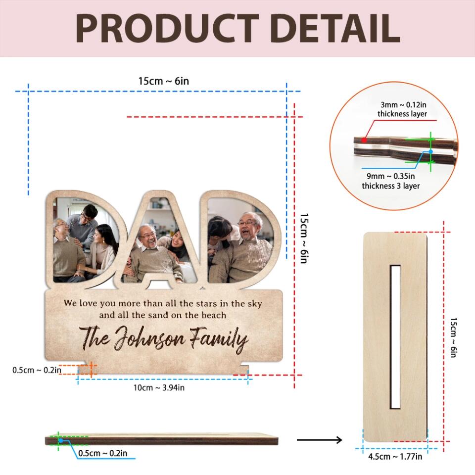 Love You More Than Stars In The Sky - Personalized Custom Wooden 3 Layers Plaque - Best Gifts For Your Dad Husband On Birthday Father's Day - 211IHPLNWP319