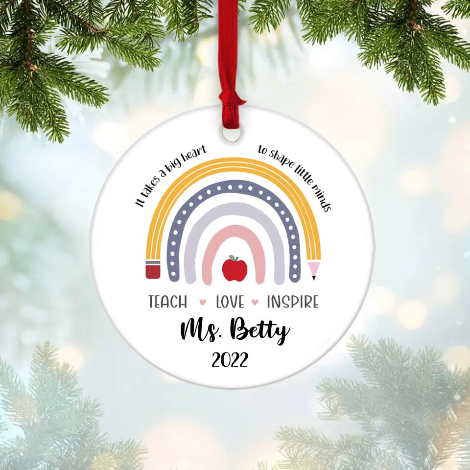 Teach Love Inspire Custom Ornament Appreciation Gift For Teacher