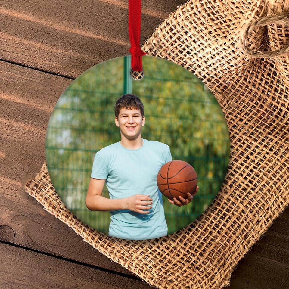 Basketball Lover Upload Photo - Personalized Ceramic Ornament