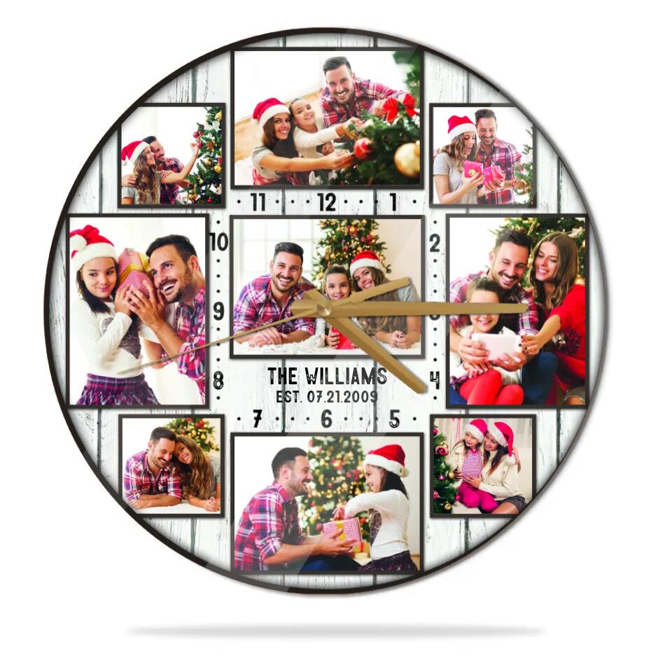 Custom Family Photo Collage - House Warming Present Idea - Custom Wall Clock - Christmas Gift For Parents