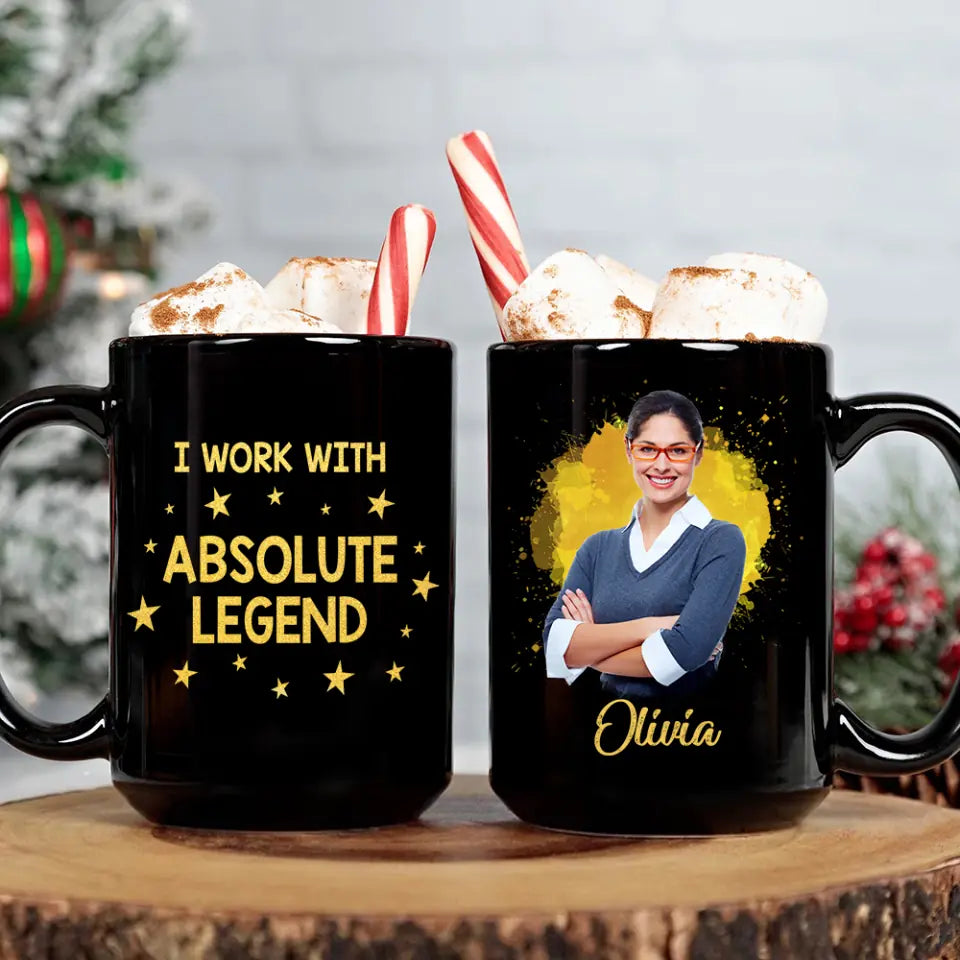 I Work With Absolute Legend - Personalized Photo - Custom Name - Black Mug - Ceramic Mugs 11oz 15oz - Best Christmas Gift for Mentor Leader Professors Boss Coworker - 211ICNNPMU214