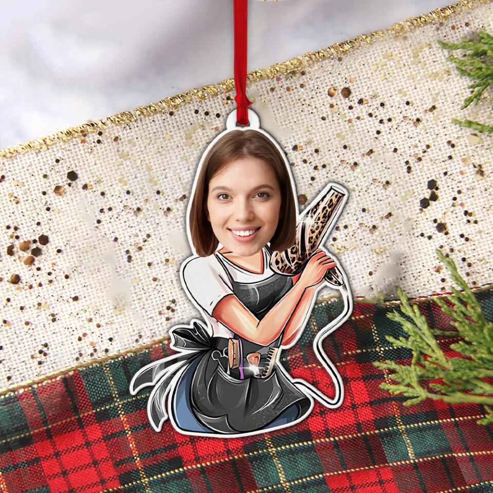 Personalized Hairdresser Face - Custom Upload Photo - Shape Acrylic Ornament - Funny Gift for Hairstylist, Hairdresser, Hair Salon Owners