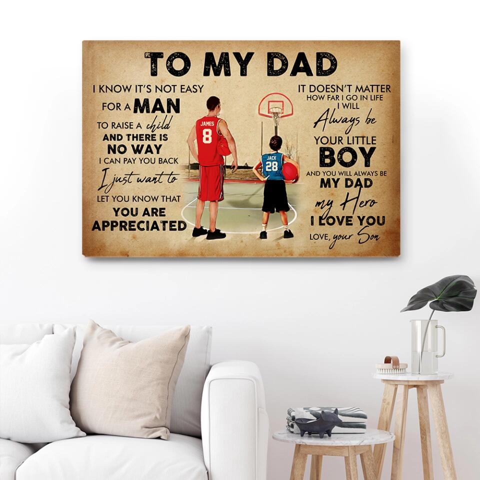 To My Dad My Dad Basket Bros Custom Canvas Poster Gift For Dad Basketball Lovers