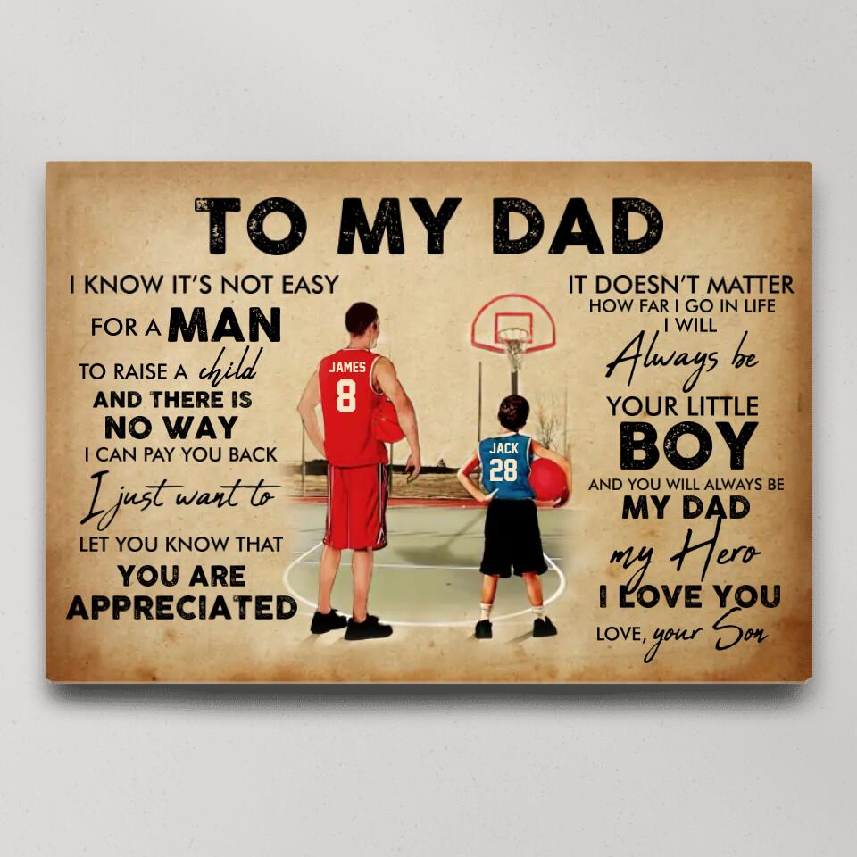 To My Dad My Dad Basket Bros Custom Canvas Poster Gift For Dad Basketball Lovers