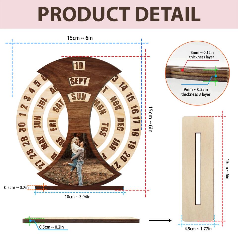 Personalized Anniversary/ Birthday Date, Photo Wooden Plaque For Couple/ For HIm/ For Her/ For Parents - Best Anniversary Birthday Gift - 211IHNLNWP867