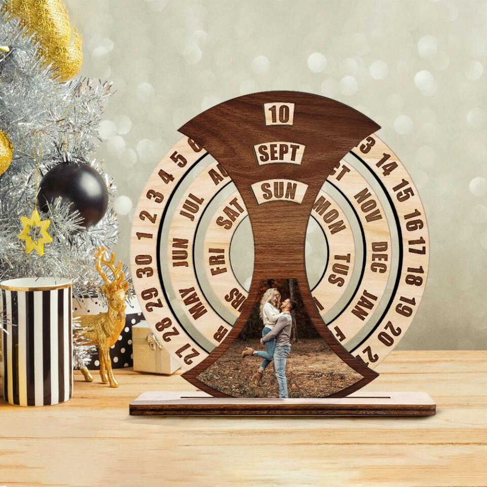 Personalized Anniversary/ Birthday Date, Photo Wooden Plaque For Couple/ For HIm/ For Her/ For Parents - Best Anniversary Birthday Gift - 211IHNLNWP867