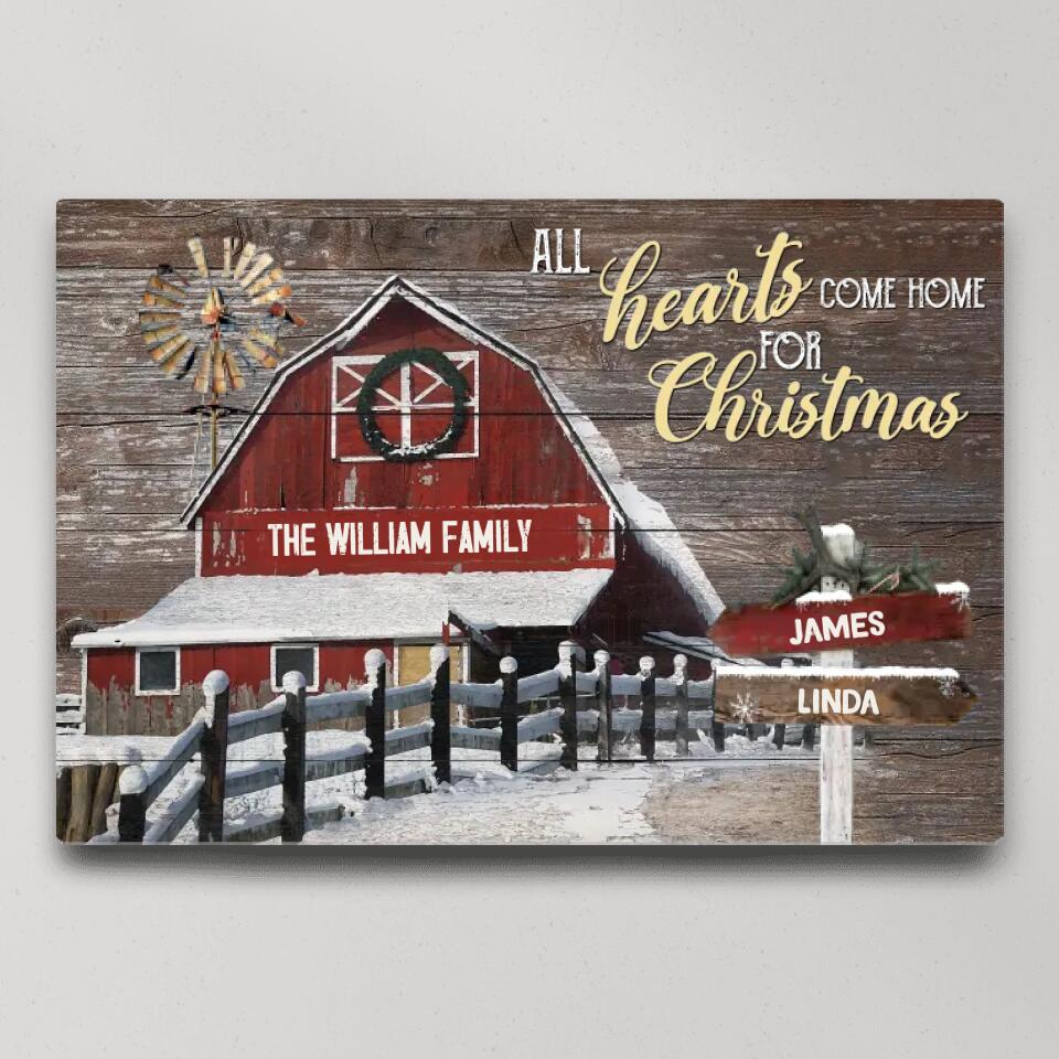 All Hearts Come Home For Christmas - Housewarming Gifts - Custom Canvas Poster - Christmas Gifts