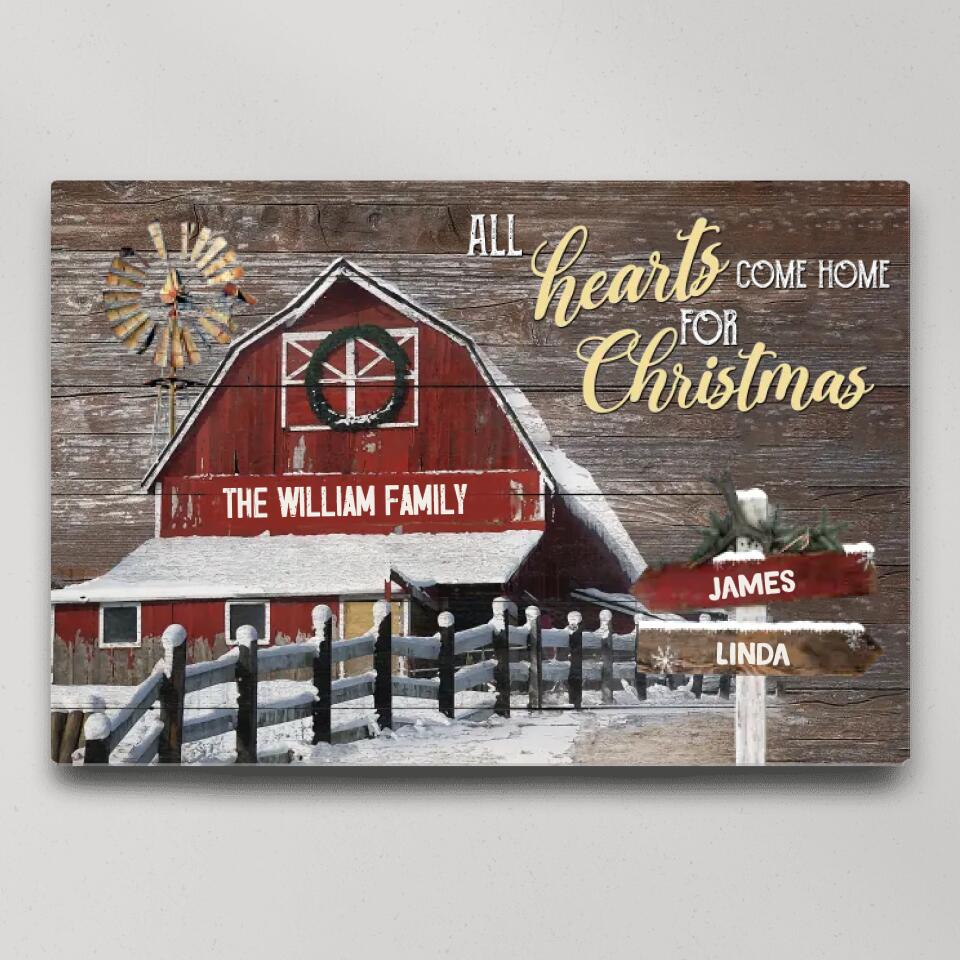 All Hearts Come Home For Christmas - Housewarming Gifts - Custom Canvas Poster - Christmas Gifts