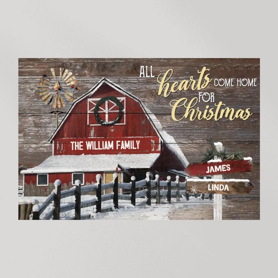 All Hearts Come Home For Christmas - Housewarming Gifts - Custom Canvas Poster - Christmas Gifts