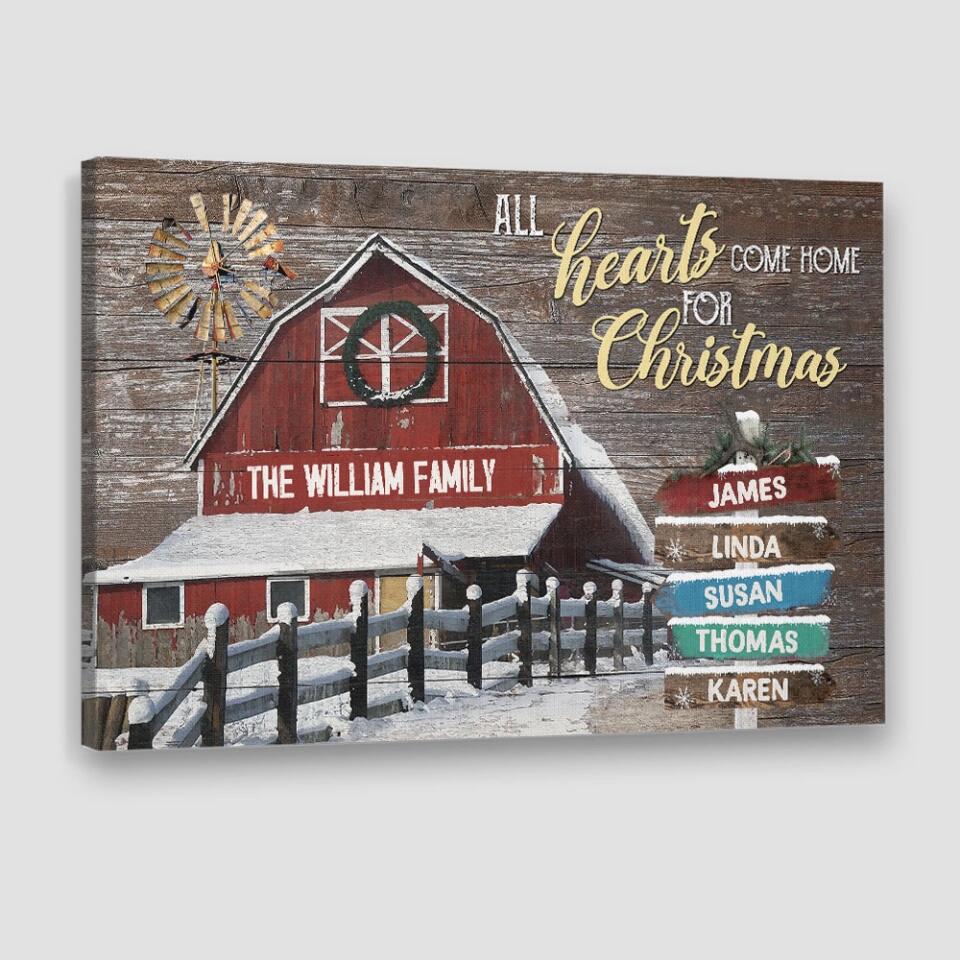 All Hearts Come Home For Christmas - Housewarming Gifts - Custom Canvas Poster - Christmas Gifts