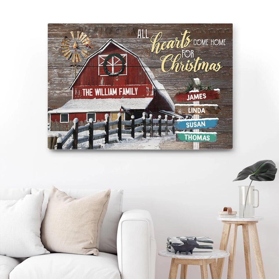 All Hearts Come Home For Christmas - Housewarming Gifts - Custom Canvas Poster - Christmas Gifts