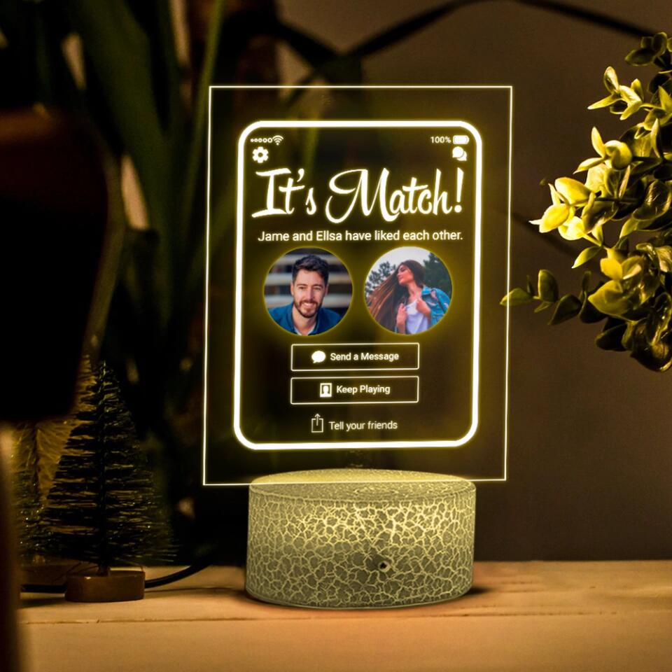 It's A Match - Personalized Acrylic Plaque LED Light With Photos