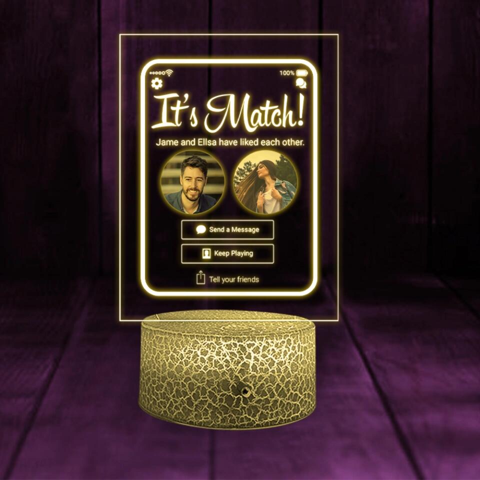 It's A Match - Personalized Acrylic Plaque LED Light With Photos