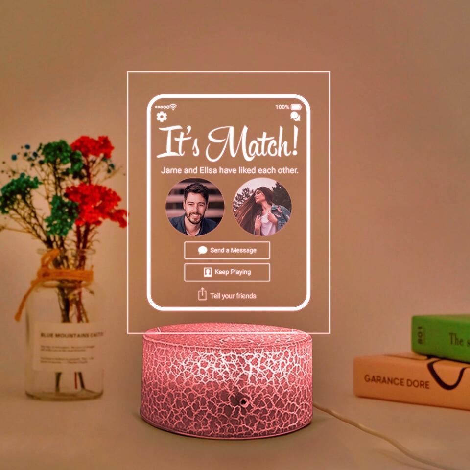 It's A Match - Personalized Acrylic Plaque LED Light With Photos