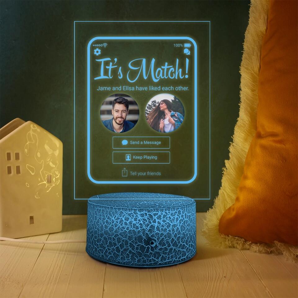 It's A Match - Personalized Acrylic Plaque LED Light With Photos