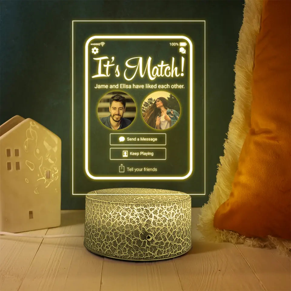 It&#39;s A Match - Personalized Acrylic Plaque LED Light With Photos
