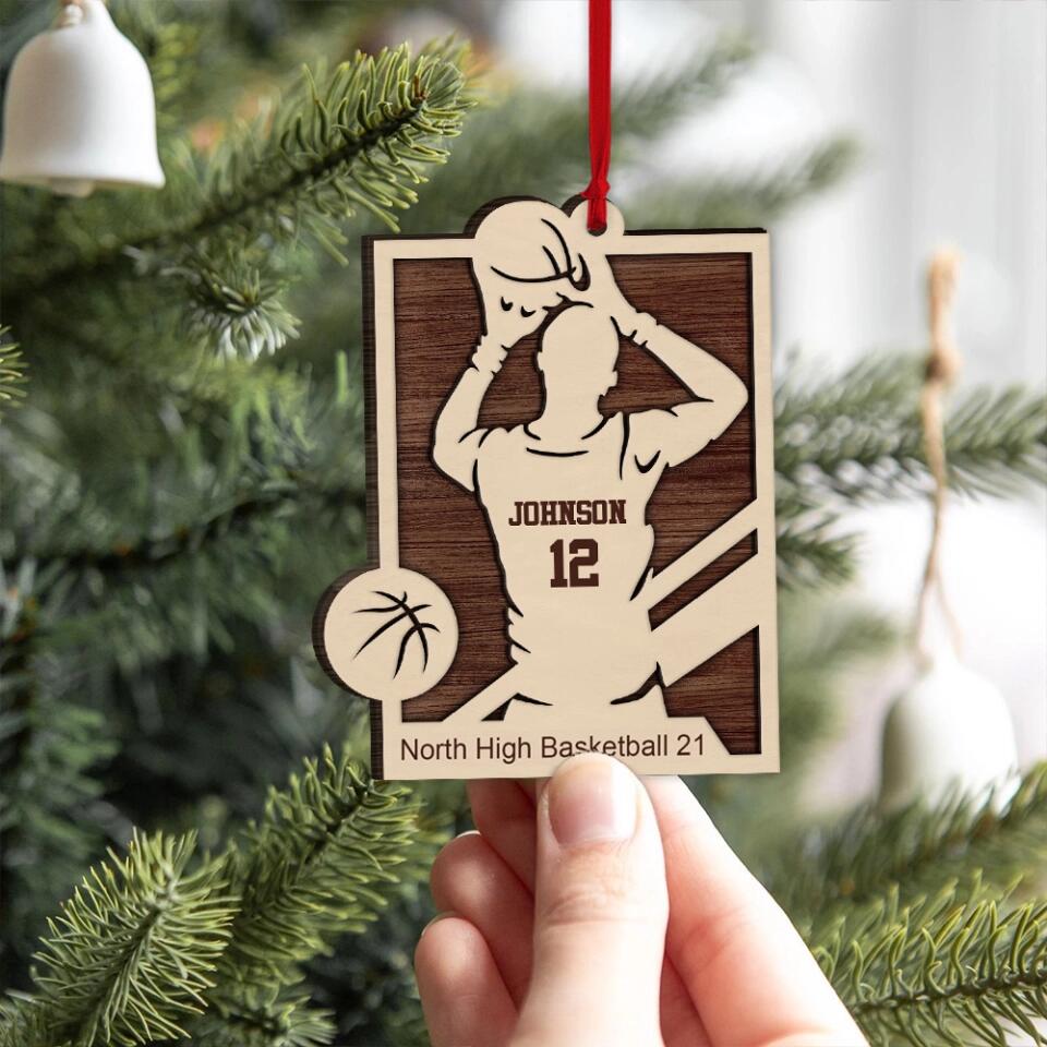 Personalized Baseball Player Name & Shirt's Number 2 Layered Wooden Ornament
