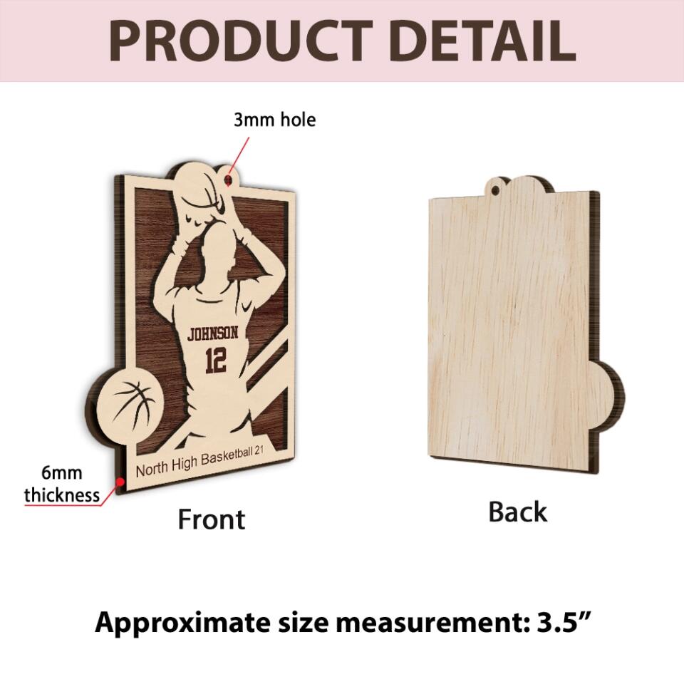 Personalized Baseball Player Name & Shirt's Number 2 Layered Wooden Ornament