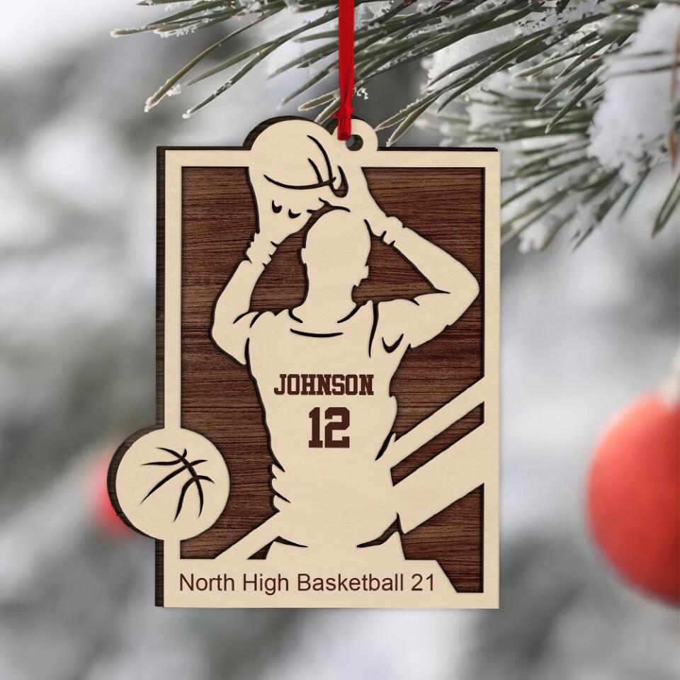 Personalized Baseball Player Name & Shirt's Number 2 Layered Wooden Ornament