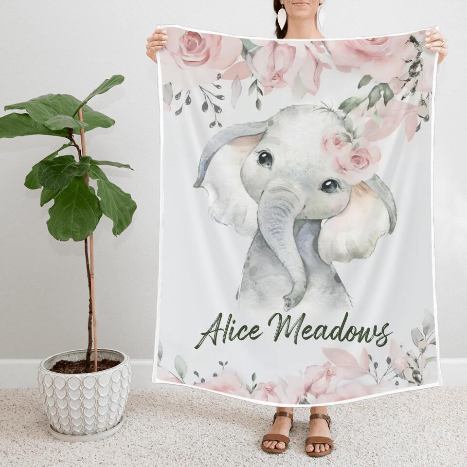 Lovely Floral Style - Cute Animal Theme - Personalized Baby Name - Custom Nickname - Blanket - Best Gift for 3 Months 7 Month Baby Kid Toddler - 211ICNLNBL159