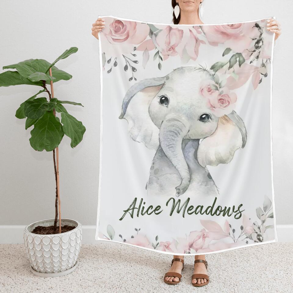 Lovely Floral Style - Cute Animal Theme - Personalized Baby Name - Custom Nickname - Blanket - Best Gift for 3 Months 7 Month Baby Kid Toddler - 211ICNLNBL159