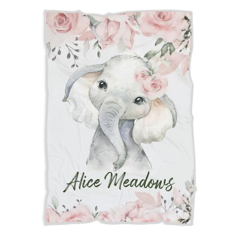 Lovely Floral Style - Cute Animal Theme - Personalized Baby Name - Custom Nickname - Blanket - Best Gift for 3 Months 7 Month Baby Kid Toddler - 211ICNLNBL159