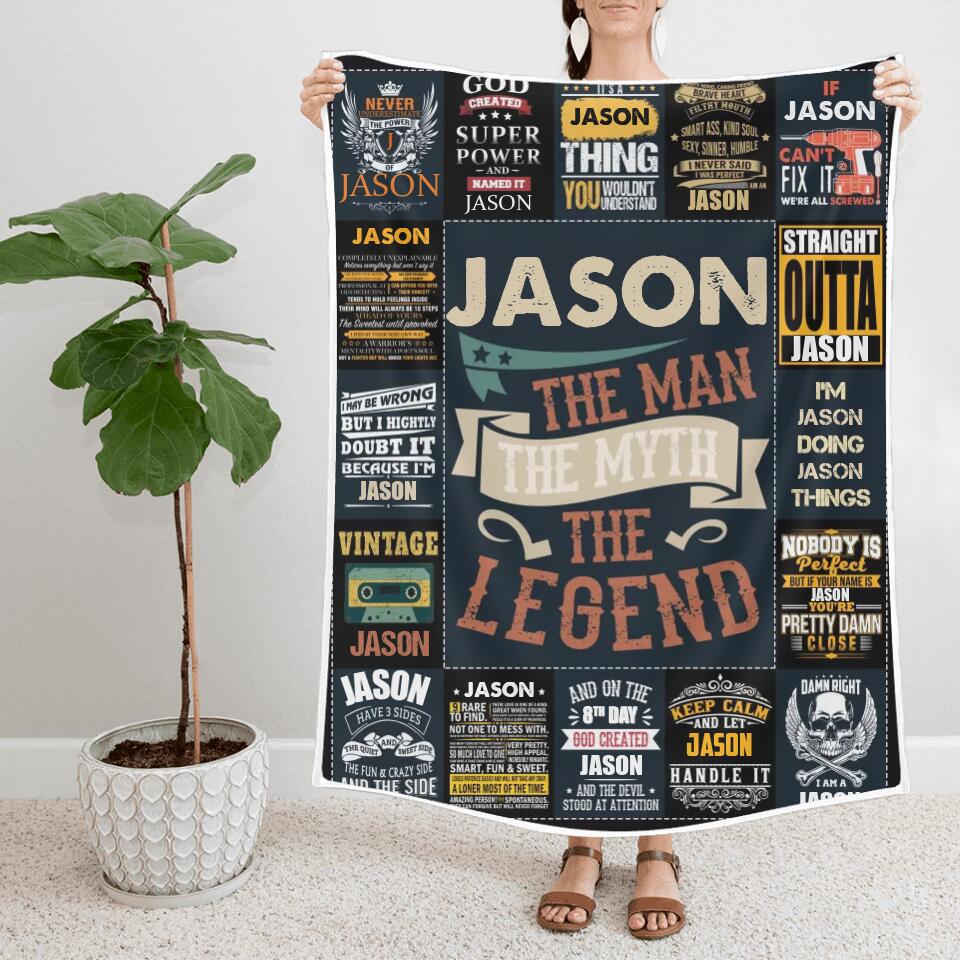 The Man The Myth The Legend - Best Gift idea for Husband/ Son/ Brother/ GuyFriends - Custom Name Blanket - 211IHNLNBL844