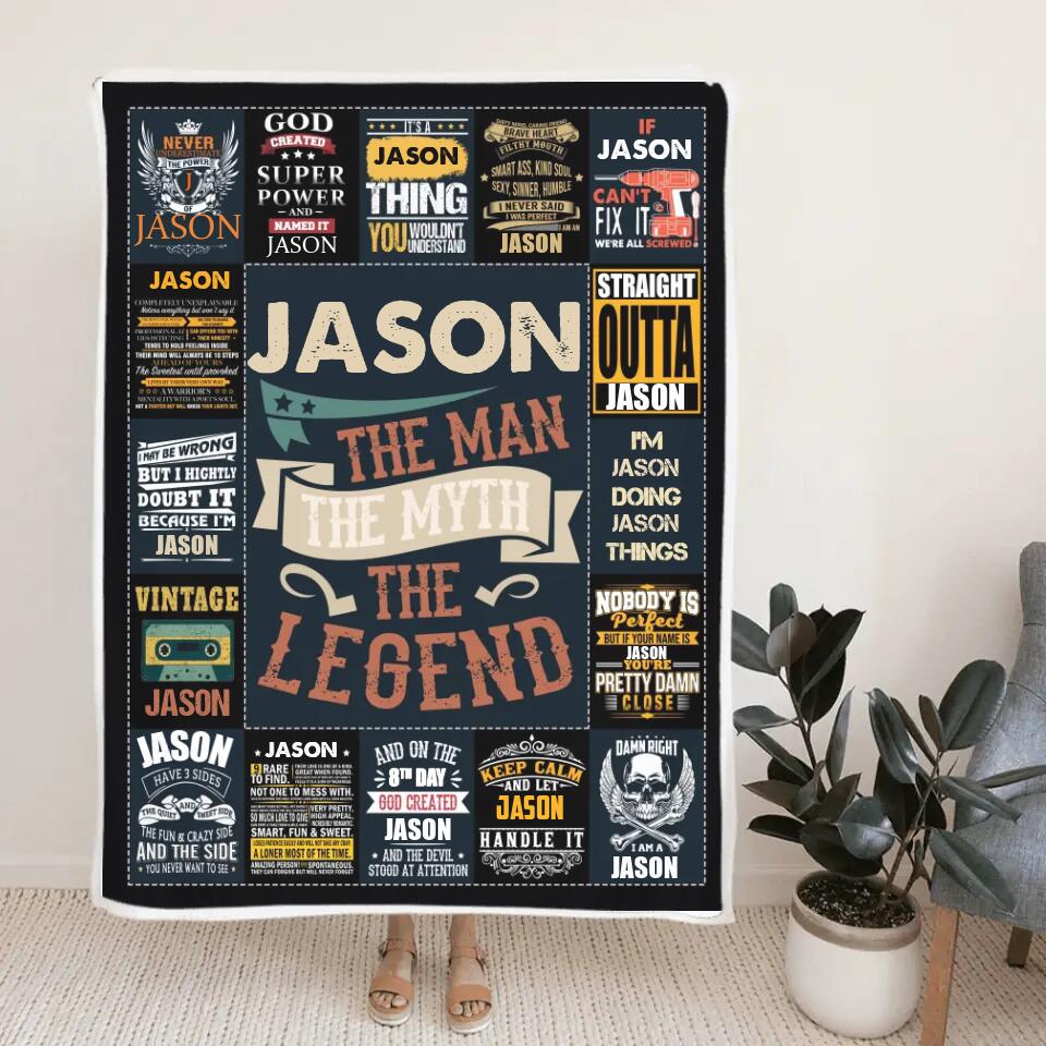 The Man The Myth The Legend - Best Gift idea for Husband/ Son/ Brother/ GuyFriends - Custom Name Blanket - 211IHNLNBL844