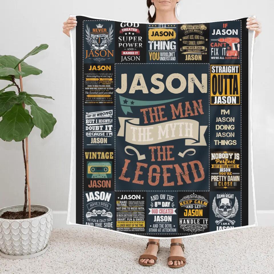 The Man The Myth The Legend - Best Gift idea for Husband/ Son/ Brother/ GuyFriends - Custom Name Blanket - 211IHNLNBL844