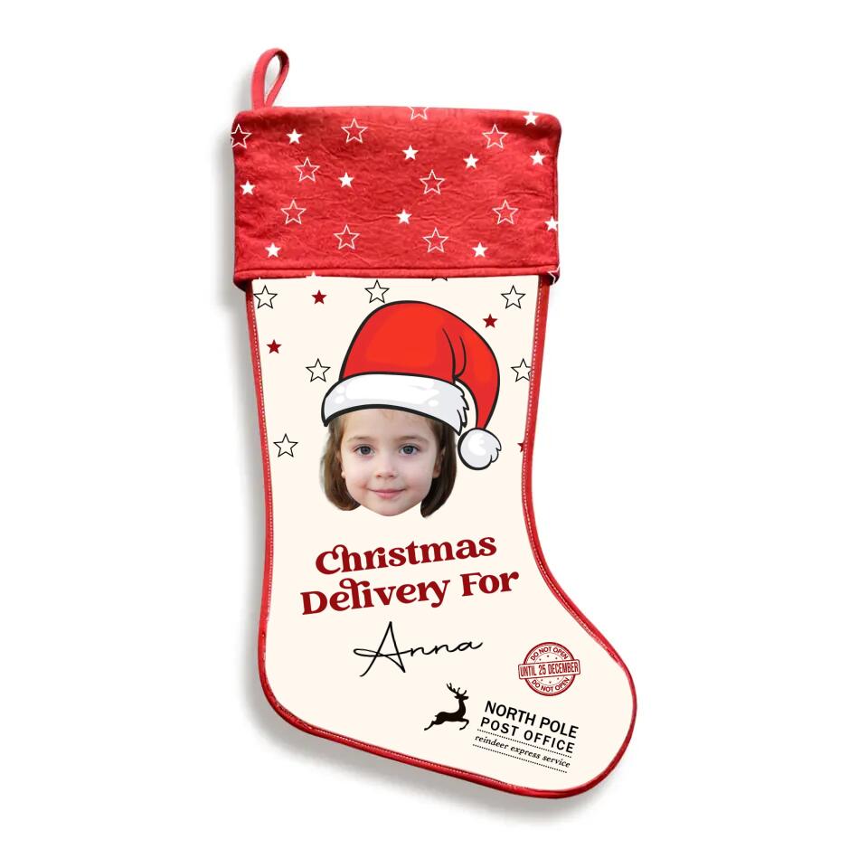 Christmas Delivery - Custom Face Photo Christmas Stocking, Christmas Gift For Children Family On This Christmas - 211IHPLNST546