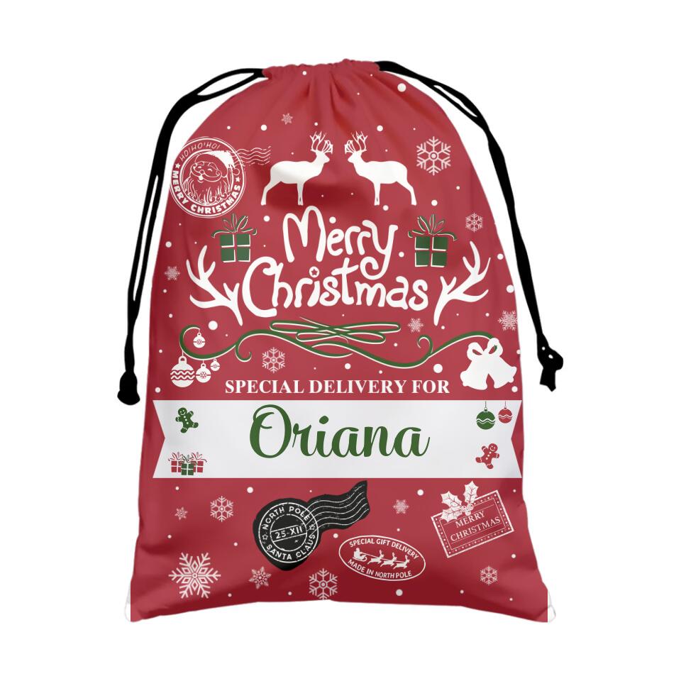 Merry Chrismast Special Gift Delivery - Personalized Christmas Sack Bag