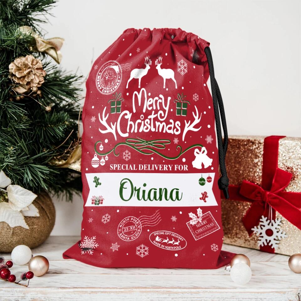 Merry Chrismast Special Gift Delivery - Personalized Christmas Sack Bag