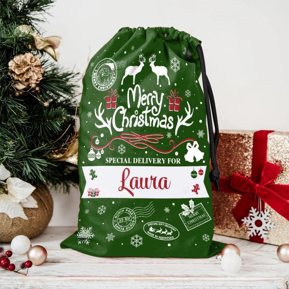 Merry Chrismast Special Gift Delivery - Personalized Christmas Sack Bag